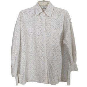 Vintage Compagnie Internationale EXPRESS white lace 3/4" sleeve blouse XS/0 1990